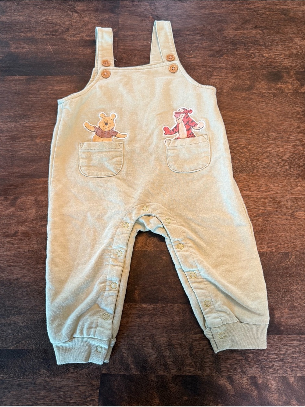 Disney Winnie the Pooh & Tigger Overalls 12M Light Green Sage